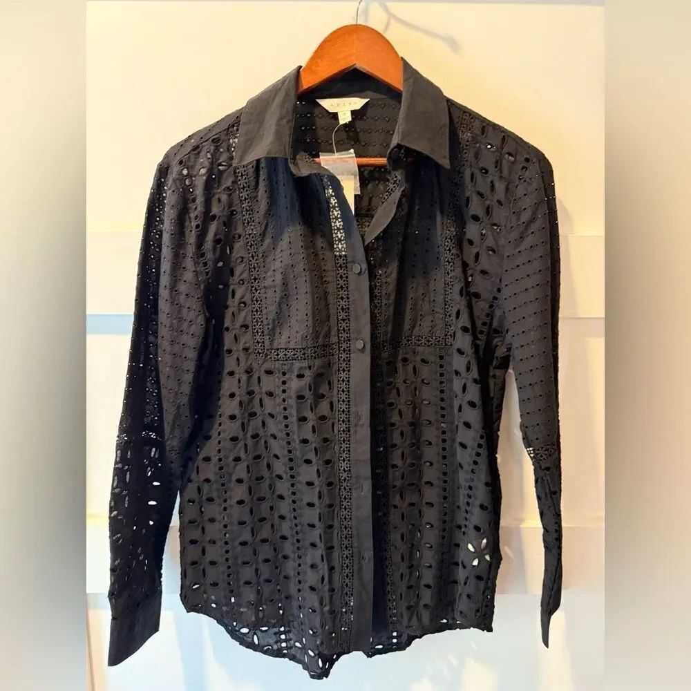 New Adiva black lace button down size Medium